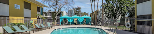 the swimming pool at our apartments in palm springs