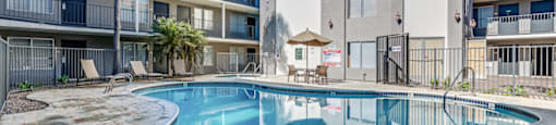 the swimming pool at the crossings at camelback apartments