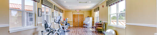 large bright gym area with open middle area