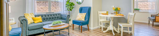 living room with dining area and lounge area