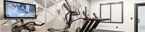 Cardio equipment in the Fitness Center at Switchback on Platte Apartments, Colorado, 80120