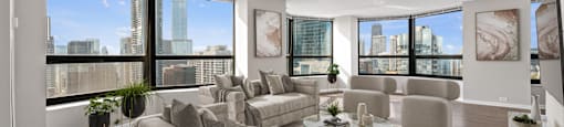 Spacious Living Area at North Harbor Tower in Chicago, IL