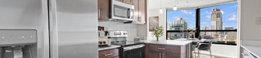 Stainless-Steel Kitchen Appliances at North Harbor Tower in Chicago, IL