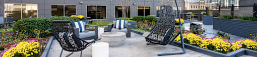 Comfortable Patio Seating at Presidential Towers in Chicago, IL