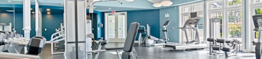 Plenty of muscle equipment at Rosemont Square Apartments, Randolph, 02368