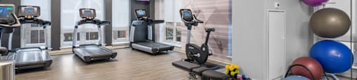 Cardio equipment at The Amelia Apartments in Quincy, MA