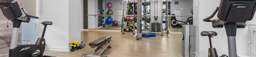 Fitness center at The Amelia Apartments in Quincy, MA