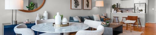 Open living space at The Amelia Apartments in Quincy, MA