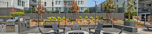 Outdoor Fire Pit with Seating at Delphine on Diamond in San Francisco, CA 94131