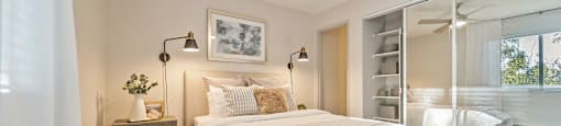 Spacious main bedroom in model apartment at Bay Village, Vallejo, CA, 94590