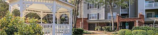 a gazebo in front of an apartment building at Briarcliff Apartments, Atlanta, Georgia