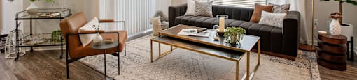 a living room with a couch and a coffee table at Volare at the Woodlands, The Woodlands, TX, 77384