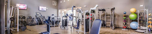 the gym at the flats at big tex apartments at Volare at the Woodlands, The Woodlands, 77384