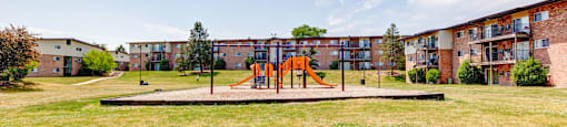 playground and apartment buildings at Willow Hill Apartments, Illinois