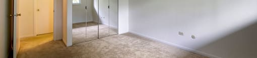 a room with carpet and a mirror in a house at Willow Hill Apartments, Justice, IL