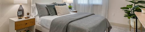 Model home bedroom at Aventine, Hercules, California