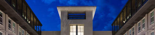 Front facing view of exterior of the Aventine building at Aventine, Hercules, California