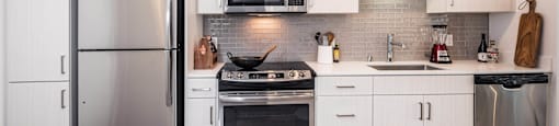 Kitchen with cabinets at G12, Los Angeles, CA
