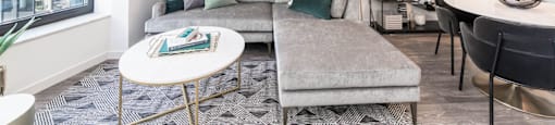 spacious living area with tile flooring | North Harbor Tower Apartments in Chicago, IL