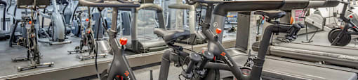 a group of exercise bikes in a gym at North Harbor Tower, Chicago, Illinois 60601