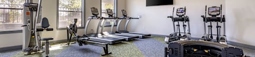 the gym at the preserve at polk apartments at Sladestone Shadow Creek, Texas, 77584