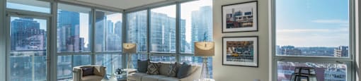 Modern Living Room at The Elle Apartments, Chicago, IL, 60605