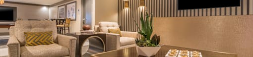 Clubhouse Lounge at The Elle Apartments, Chicago, Illinois