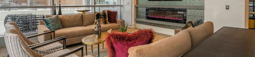 Lounge With TV at The Elle Apartments, Chicago, 60605