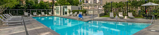the swimming pool at the residences at city center apartments  at Vue, San Pedro