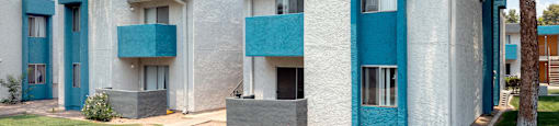 Row of modern style houses at Sycamore Square Apartments, Arizona