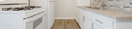 open kitchen and living room at Sunset Square Apartments, West Covina, California, 91790