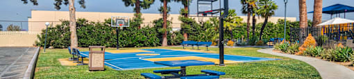 Basketball court at Serrano Apartments, California