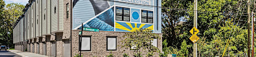 a building with a mural on the side of it