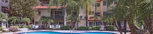 Swimming pool side with sun deck at Loma Linda Springs, Loma Linda
