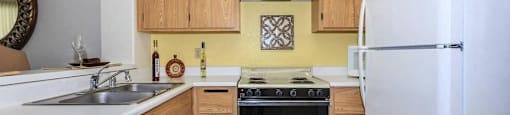 Kitchen wooden cabinets at Loma Linda Springs, California