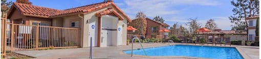 a swimming pool and a spa in front of a house at Riverview Springs, Oceanside, CA,92058