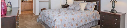 a bedroom with a bed and a dresser at Riverview Springs, Oceanside