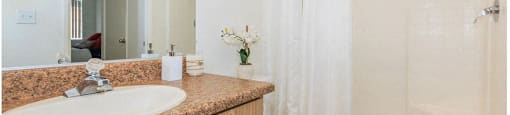 a bathroom with a sink toilet and a shower at Riverview Springs, California