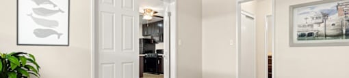 a bedroom with a bed and a closet