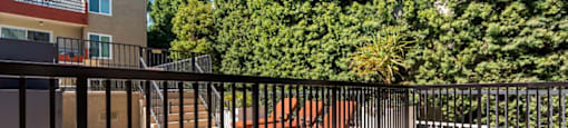 Patio at Woodland Trio Apartments, North Hollywood, California