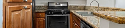 Fully Equipped Kitchen at Woodland Trio Apartments, California, 91601