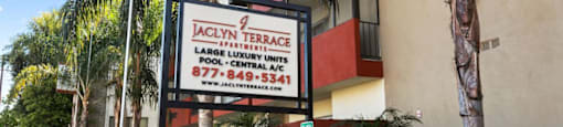 Jaclyn Terrace Apartments in Studio City, CA front entrance sign