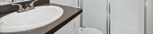 Upgraded bathroom at The Reserve at Warner Center Apartments, Woodland Hills, California