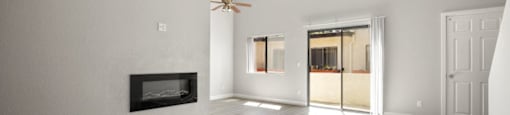 Floating Fire Place in Living Room of Sherman Oaks APartment