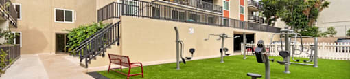 Green Space Fitness Area at Parkway Plaza Apartments, California