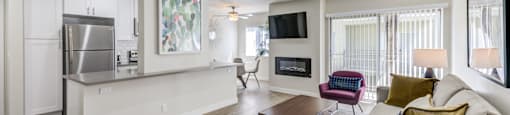 Living Room With Kitchen at Brookside Terrace Apartments, Encino, 91316