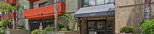 Property Entrance View at Woodland Trio Apartments, California