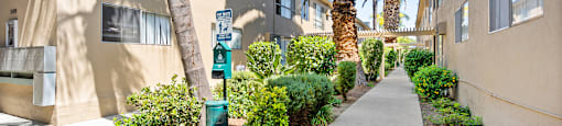 Exterior walkway in Canoga Park apartments