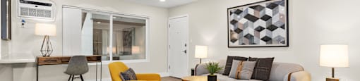 Living Room with Recessed Lighting in Valley Village Apartments