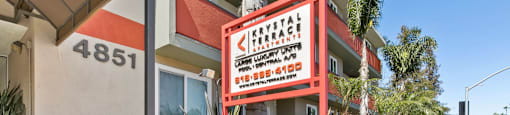 Apartments for Rent in Sherman Oaks - Krystal Terrace Apartments Exterior Monument Sign and Beautifully Landscaped Entrance